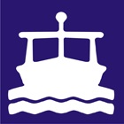 blue sign with an icon of a ferry