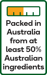 Packed in Australia from at least 50% of Australian ingredients