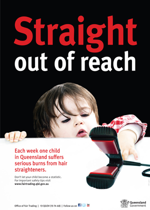 Hair straighteners safety poster