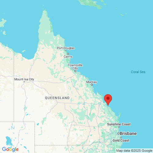map of the location of the Gladstone wave monitoring buoy in relation to Queensland