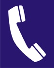 blue sign with a white phone icon