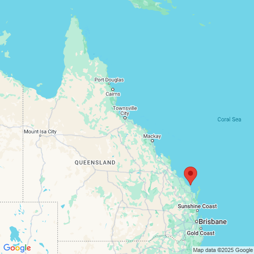 map of the location of the Bundaberg wave monitoring buoy in relation to Queensland