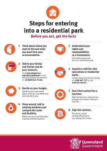 Steps for entering into a residential park