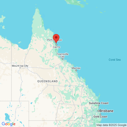 map of the location of the Cairns wave monitoring buoy in relation to Queensland