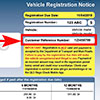 Sample vehicle registration notice
