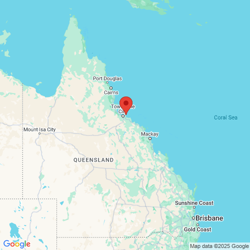 map of the location of the Townsville wave monitoring buoy in relation to Queensland