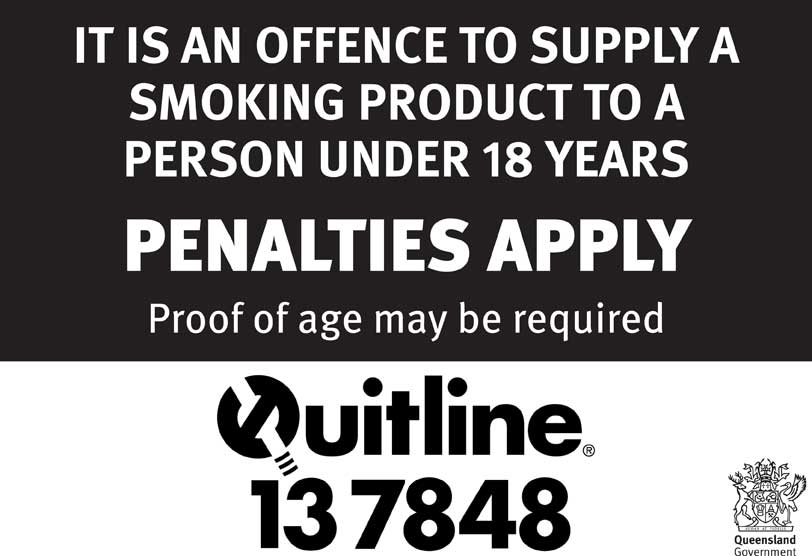 it is an offence to supply a smoking product to a person under 18 years sign