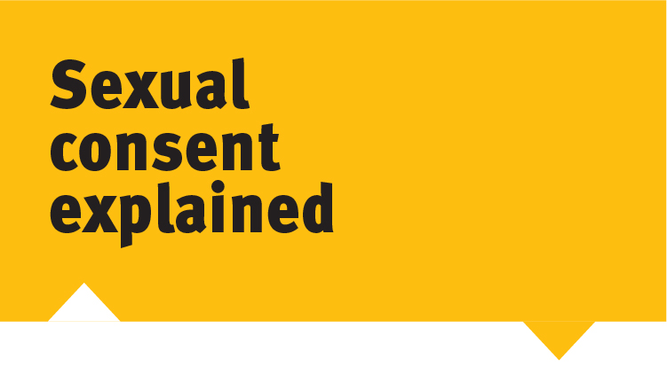 yellow background with the text sexual consent explained