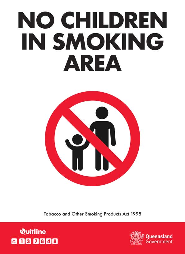 No children in smoking area sign