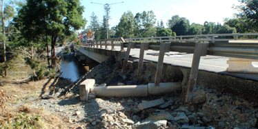 AJ Wyllie Bridge in Petrie damaged by flooding in January 2011.