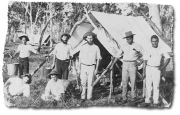 Aboriginal and Torres Strait Islander chainmen and surveyors in the Cairns region, circa 1890.