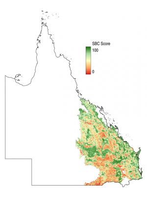 Map of Queensland with areas highlighted showing different Bioconditions