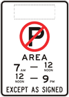 No parking area sign