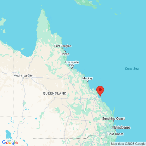 map of the location of the Emu Park wave monitoring buoy in relation to Queensland