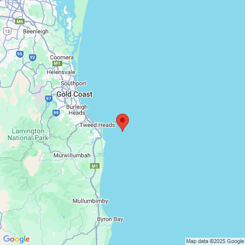 map of the location of the Tweed Offshore wave monitoring buoy