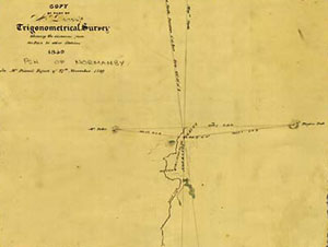 Dixon\'s base line recorded on a trigonometrical survey plan 1840.