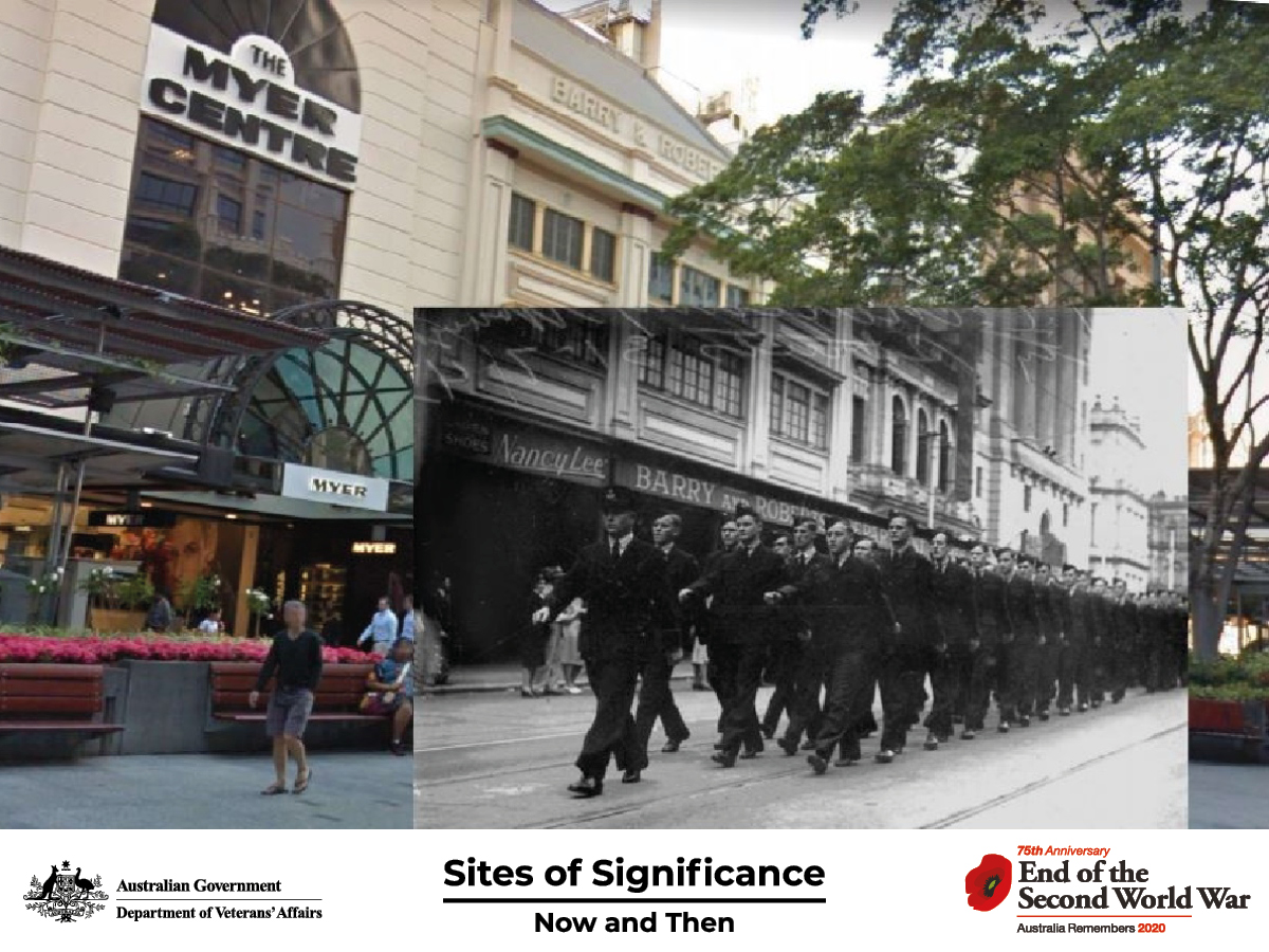 Air Transport Command (Royal Australian Air Force) marching through Queen Street, Brisbane, July 1943.
