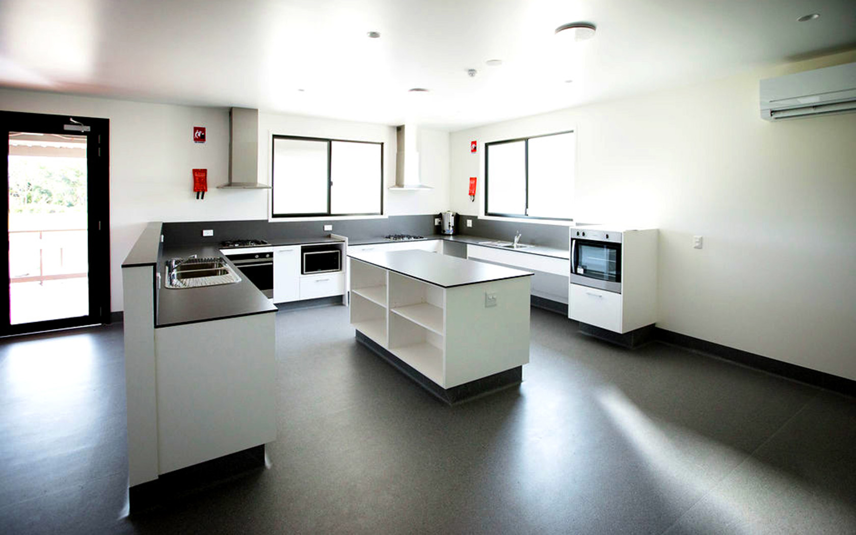 An interior view of the Shellys kitchenette at the Sunshine Coast Recreation Precinct.