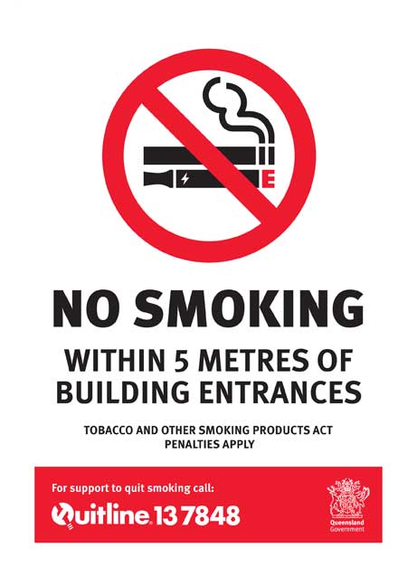 No smoking within 5m of building entrances