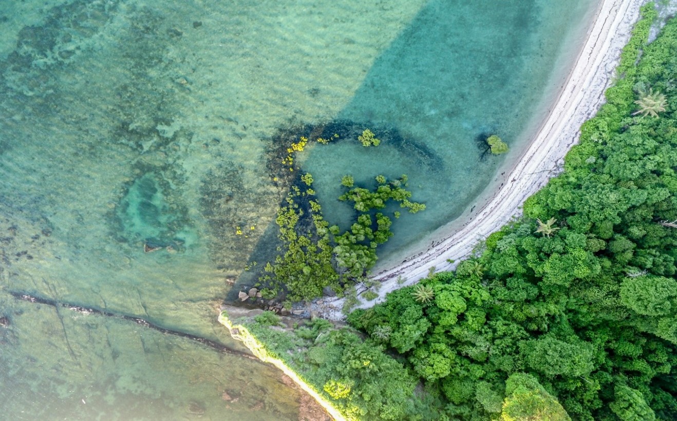 Traditional fish trap from the air on Baiigal Island