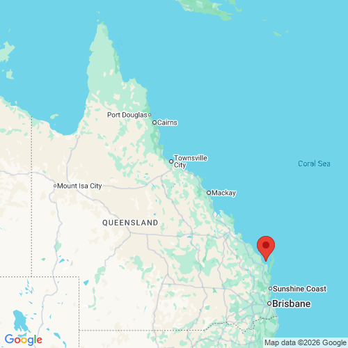 map of the location of the Hervey Bay wave monitoring buoy in relation to Queensland