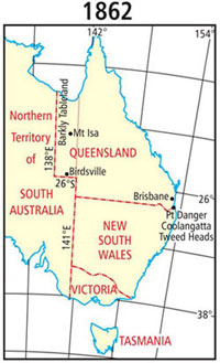 Map showing 1862 change to Queensland\'s western border