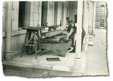 Tape standard testing in the Lands Office in 1890