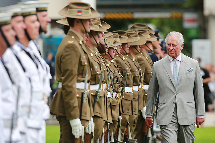 The Prince of Wales inspecting the Australian Federation Guard. Image courtesy to Jack Tran, Office of the Premier