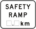 white sign with black text, safety ramp, space for distance