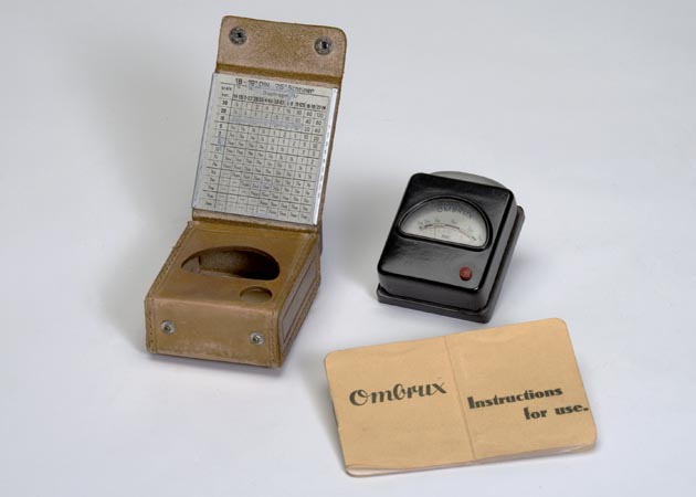 Ombrux exposure meter used with photographs taken for the department