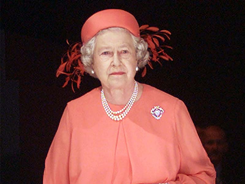 Queen Elizabeth II arrives at the opening of the Commonwealth Heads of Government meeting 2 March 2002 in Coolum, Sunshine Coast, Australia.
