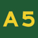 green sign with A5 in yellow