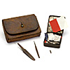 Leather field bag and its contents