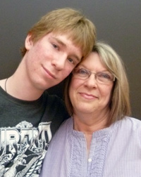 Young carer Lachlan St Godard with his mum, Margie.