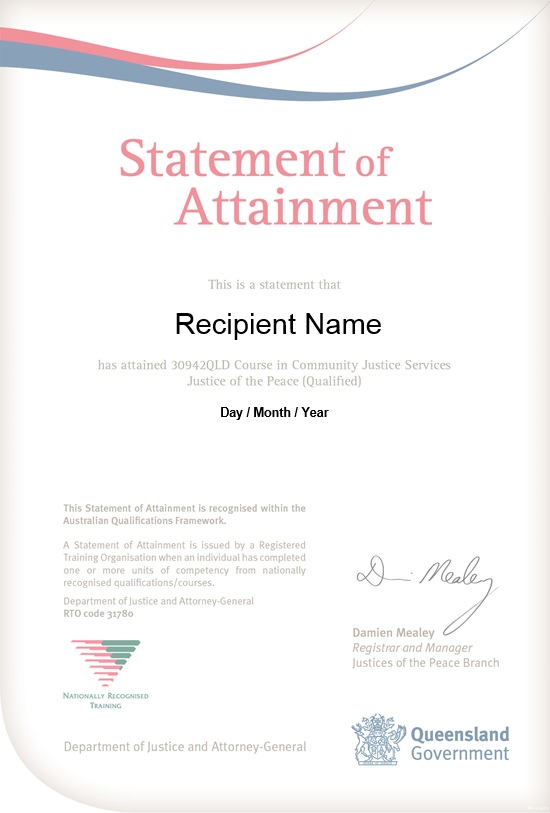 Example - Statement of attainment