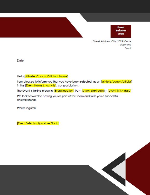 Grassroots to Gold application - example letter