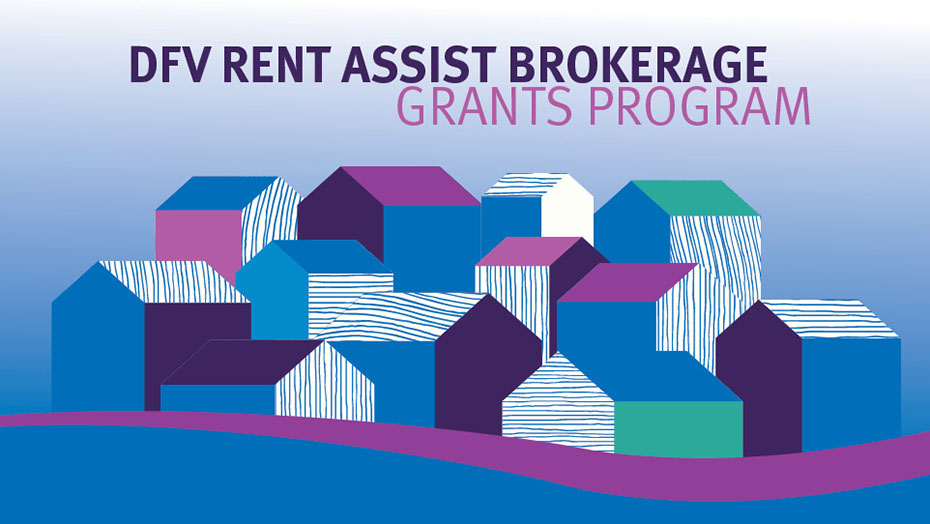 DFV Rent Assist Brokerage Grants Program graphic of geometric houses