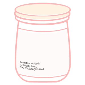 Example food label with the business name and the street address of the food business.