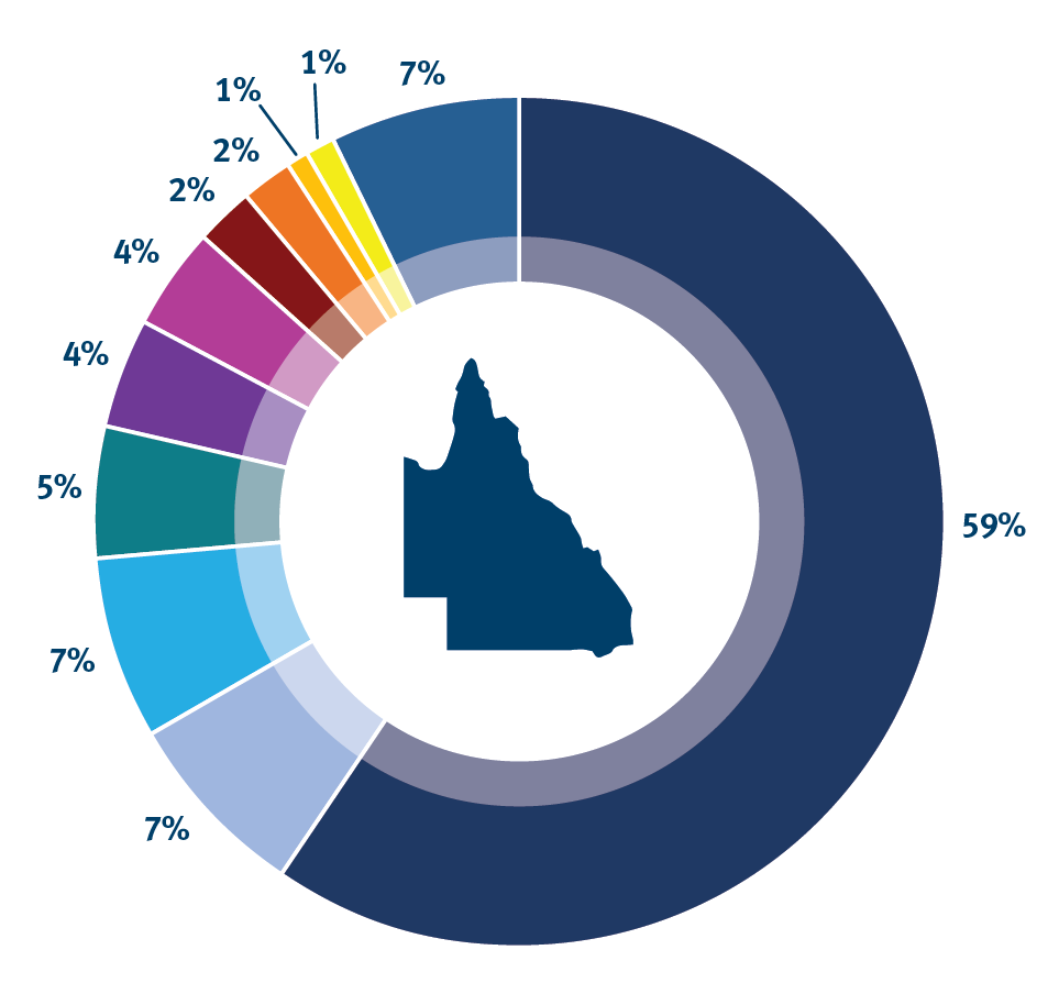Pie chart showing percentage of different models of battery electric vehicles registered in Queensland as at 31 October 2021.