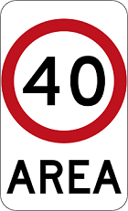 40kmh area sign