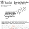 Sample overdue registration notice showing the customer reference number