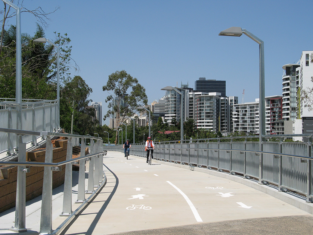 Shared path with bike riders riding