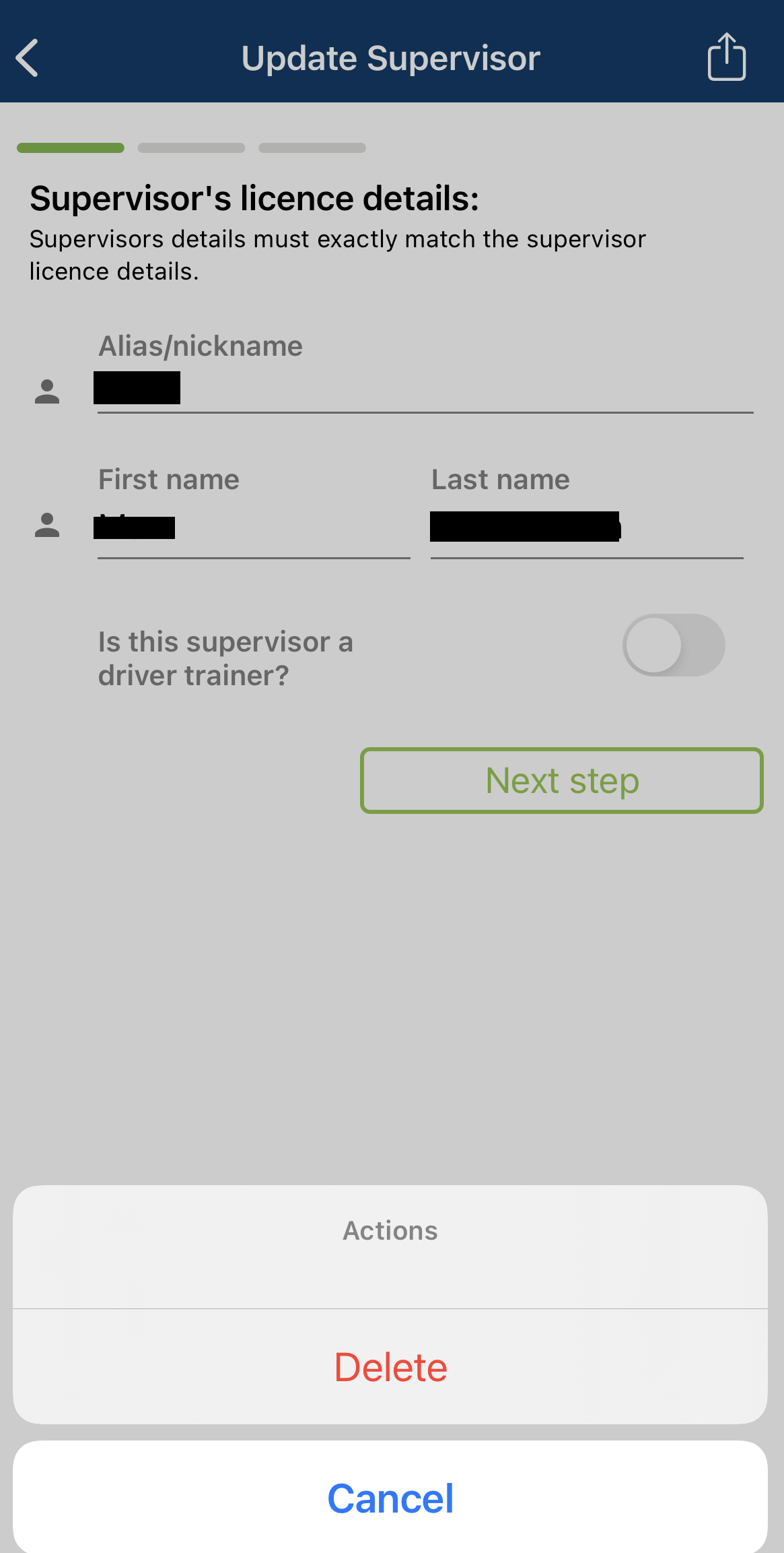 Option to delete a supervisor