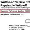 Sample written-off vehicle notice repairable write-off showing the customer reference number