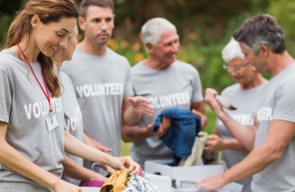 Photo of people wearing volunteer t-shirts