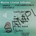Sample marine licence indicator showing the customer reference number