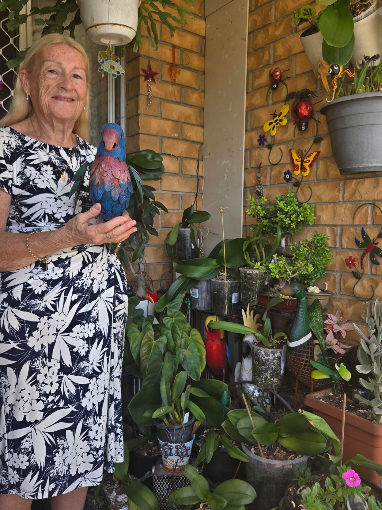 woman showing a plant