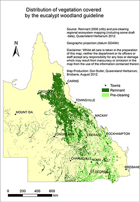 A map showing the distribution of pre-clearing and remnant eucalypt